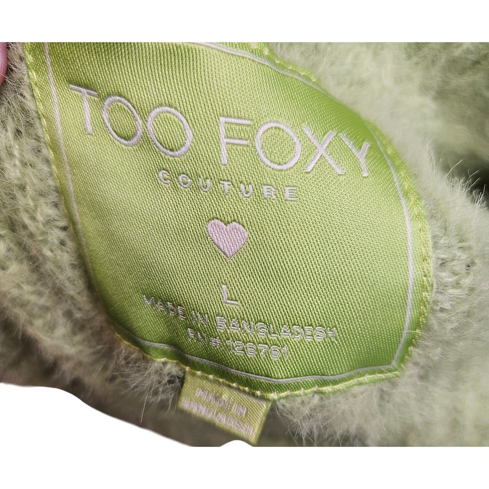 Too Foxy Y2K Green Shag Cardigan Sweater Academia Large‎ - Picture 4 of 8